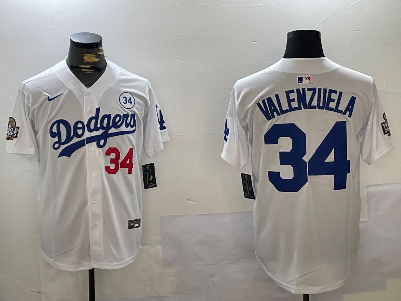 Men Los Angeles Dodgers #34 Valenzuela White Game 2024 Nike MLB Jersey style 112011->los angeles dodgers->MLB Jersey